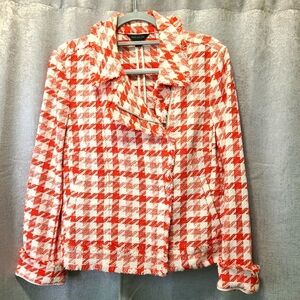 Ann Taylor‎ Gingham Moto Jacket Sz Large